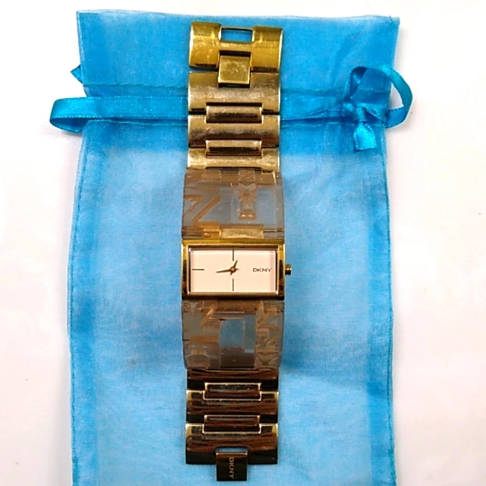 DKNYC band gold tone watch